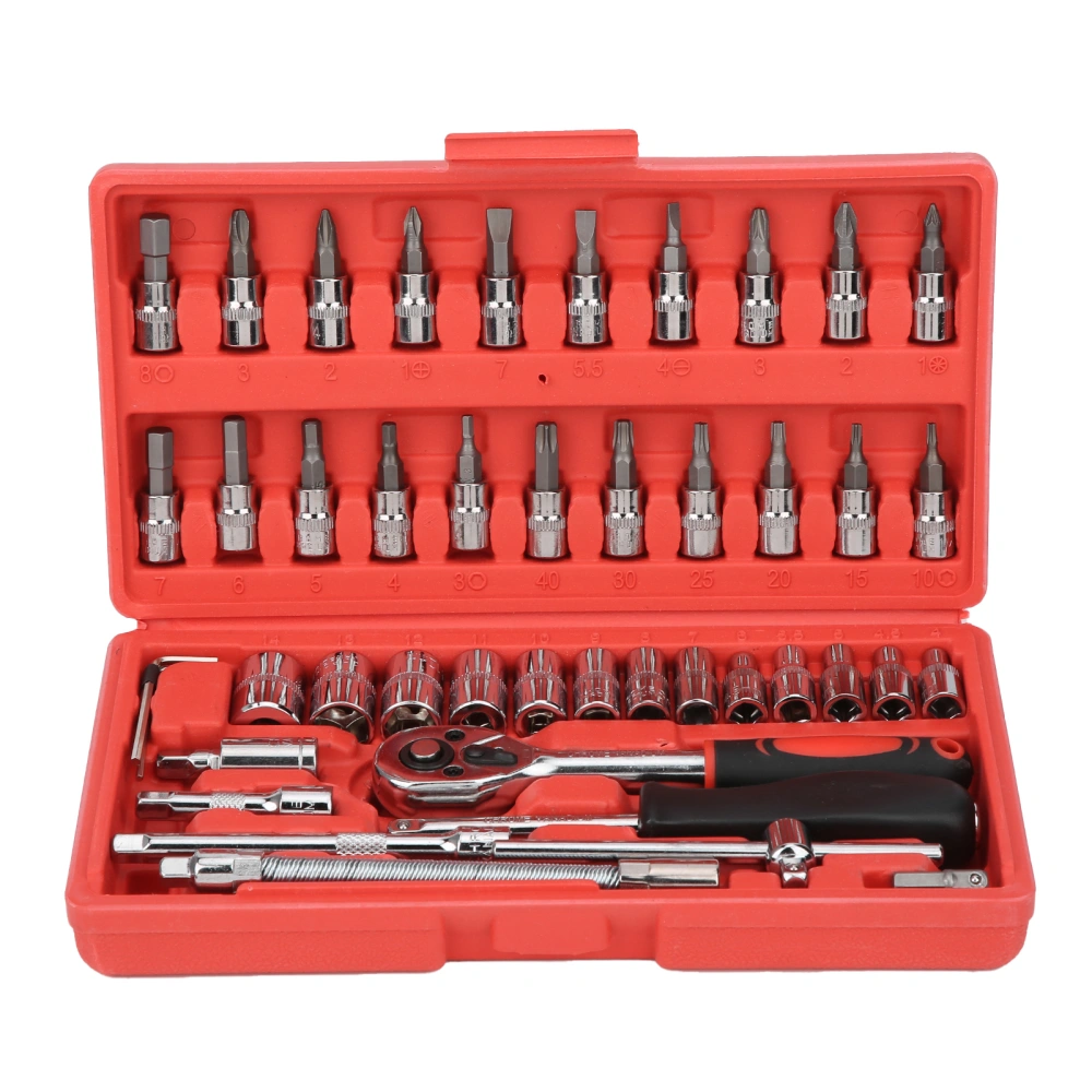 1/4in Drive Impact Socket Wrench Set Chrome-Vanadium Steel Hand Tool Universal for Car