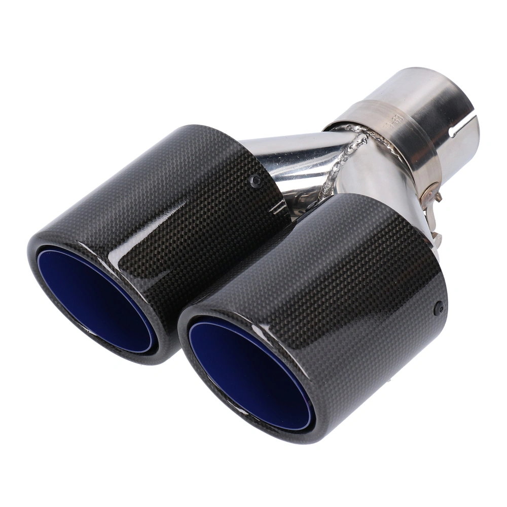 Carbon Fiber Dual Exhaust Tip Glossy Y Shape Tail Pipe with Clamp Stainless Steel