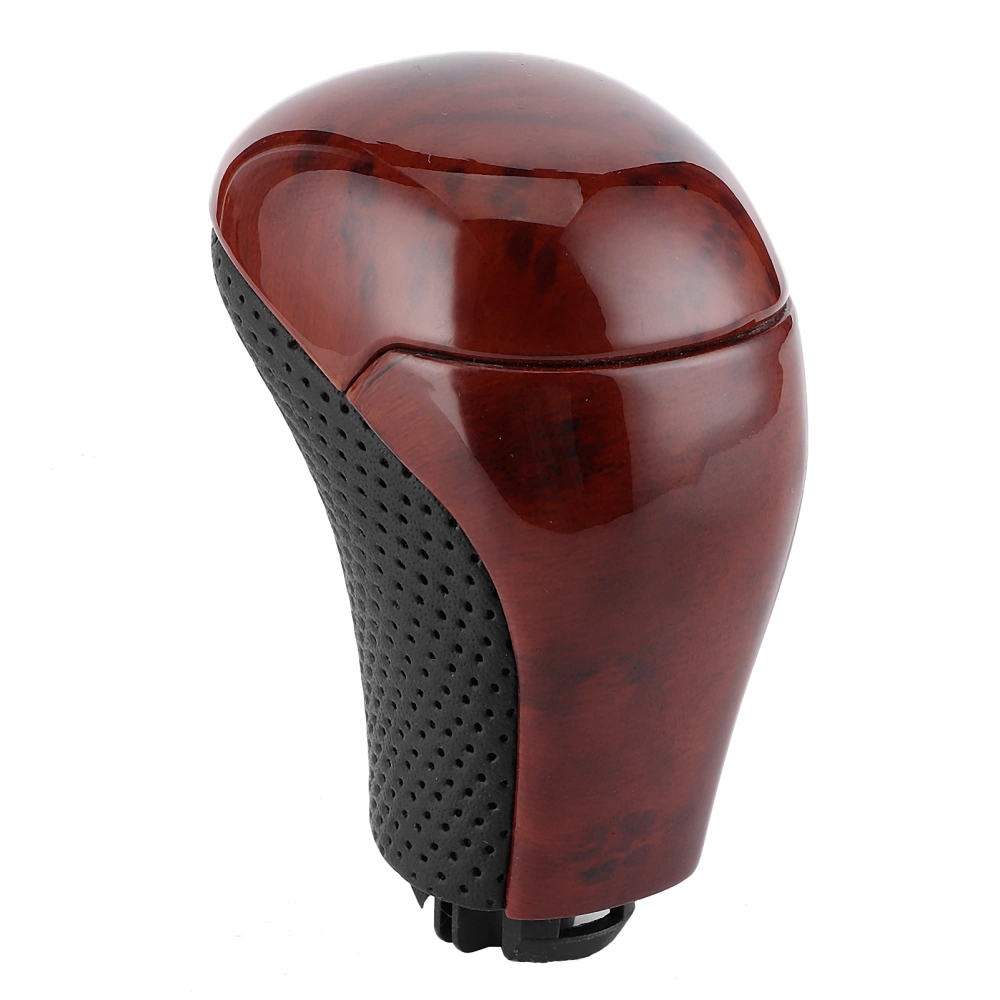 Gear Shifter Shift Knob T Shape Fit for PRADO 18‑19/HIGHLANDER 15‑19Glossy Black Perforated Leather Red Wood