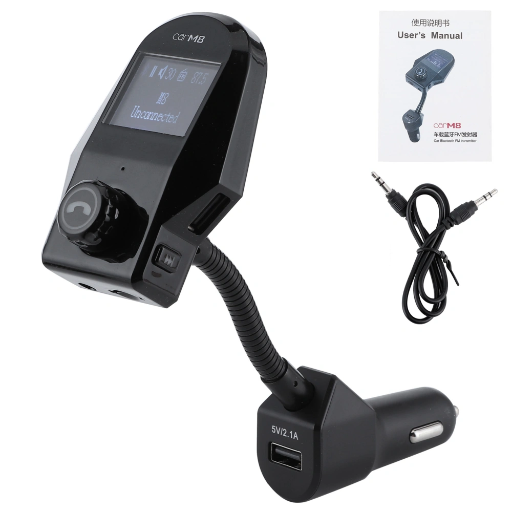 Car FM Transmitter Wireless Bluetooth MP3 Player Charger Integrated BuiltIn Mic w AUX Cable