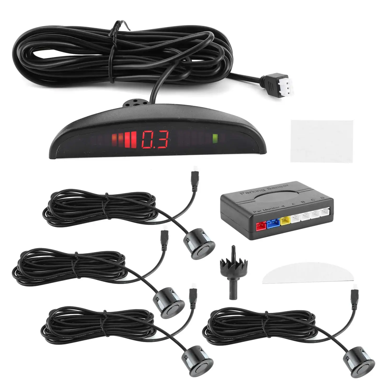 Car Parking Radar Monitor DC 12V Auto Reversing Backup Detector with 4 Sensor