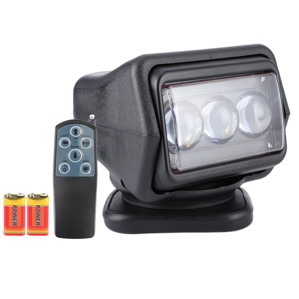 60W LED Remote Control Searchlight IP67 6000K Spotlight for Boat OffRoad(Black )