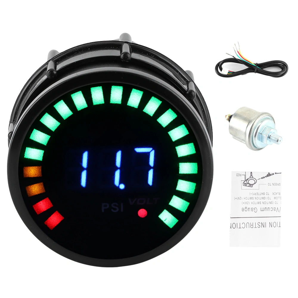 2in Digital Oil Pressure Gauge Meter 0&#8209;120 PSI LED Display High Accuracy for 12V Gasoline Vehicle