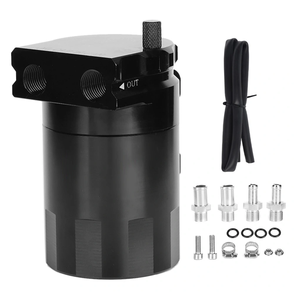 Universal Oil Catch Can Kit 300ML Reservoir Tank Engine Black Polish Baffled Aluminum Alloy