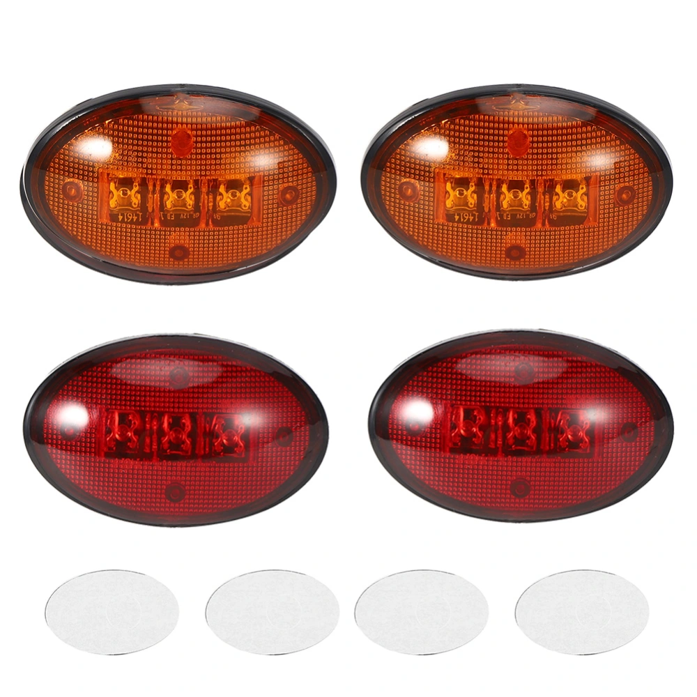 2.3in 12V DC Fender Side Marker Lights Waterproof Fit for Ford F Series 1999&#8209;2010(2pcs Red Light 2pcs Amber Light )