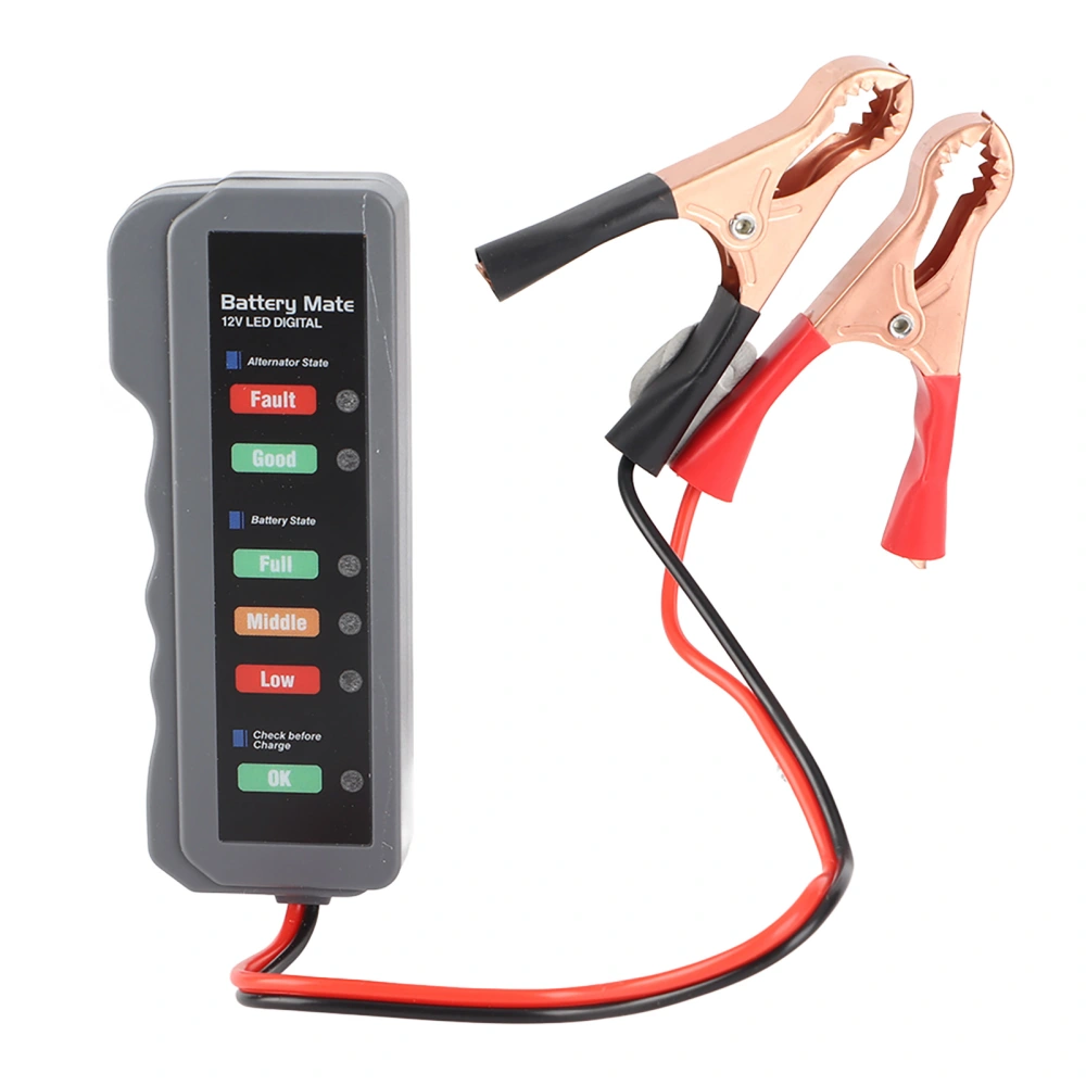 12V Car Battery Tester 6LED Lights Display Alternator State Check Automotive Diagnostic Tool