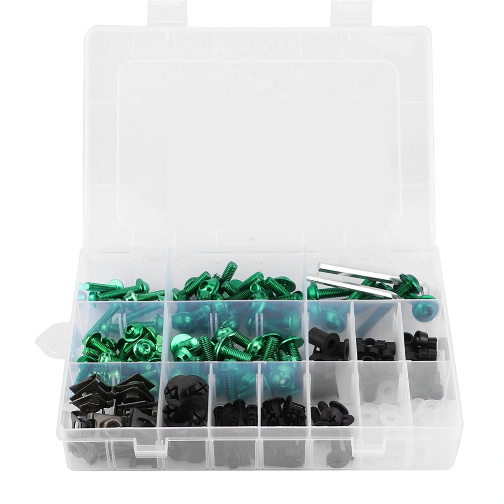 Universal Motorcycle Fasteners Kit Fairing Bolt Box Clamping Screws Nuts Fit for YamahaGreen