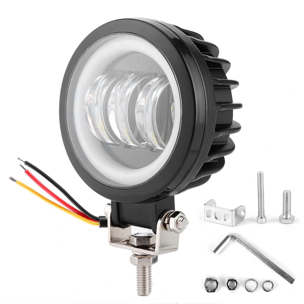 LED Work Light 6000K 30W Waterproof Round Angel Eyes Lamp for Car ATV Boat OffRoad Vehicle(Red Light )