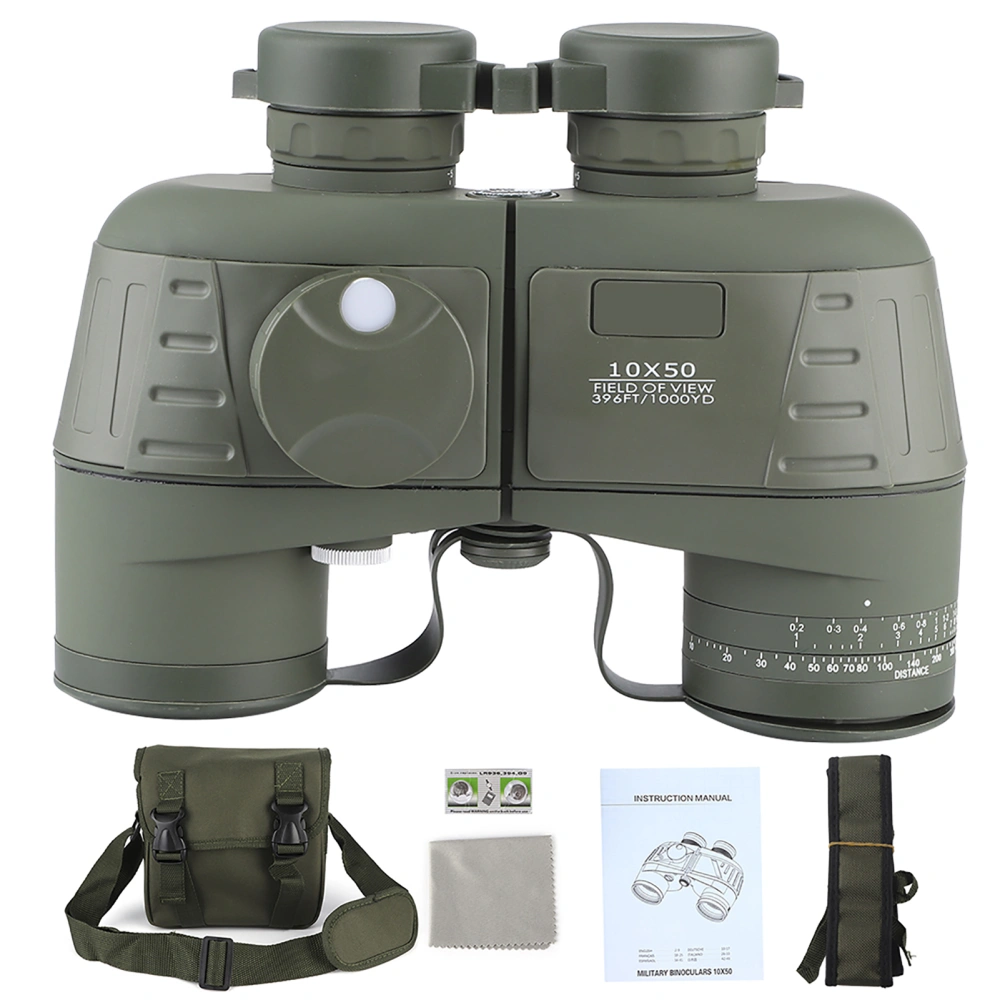 10X50 Marine Binoculars BAK4 Prism Nitrogen Waterproof Fogproof with Night Vision Rangefinder Compass