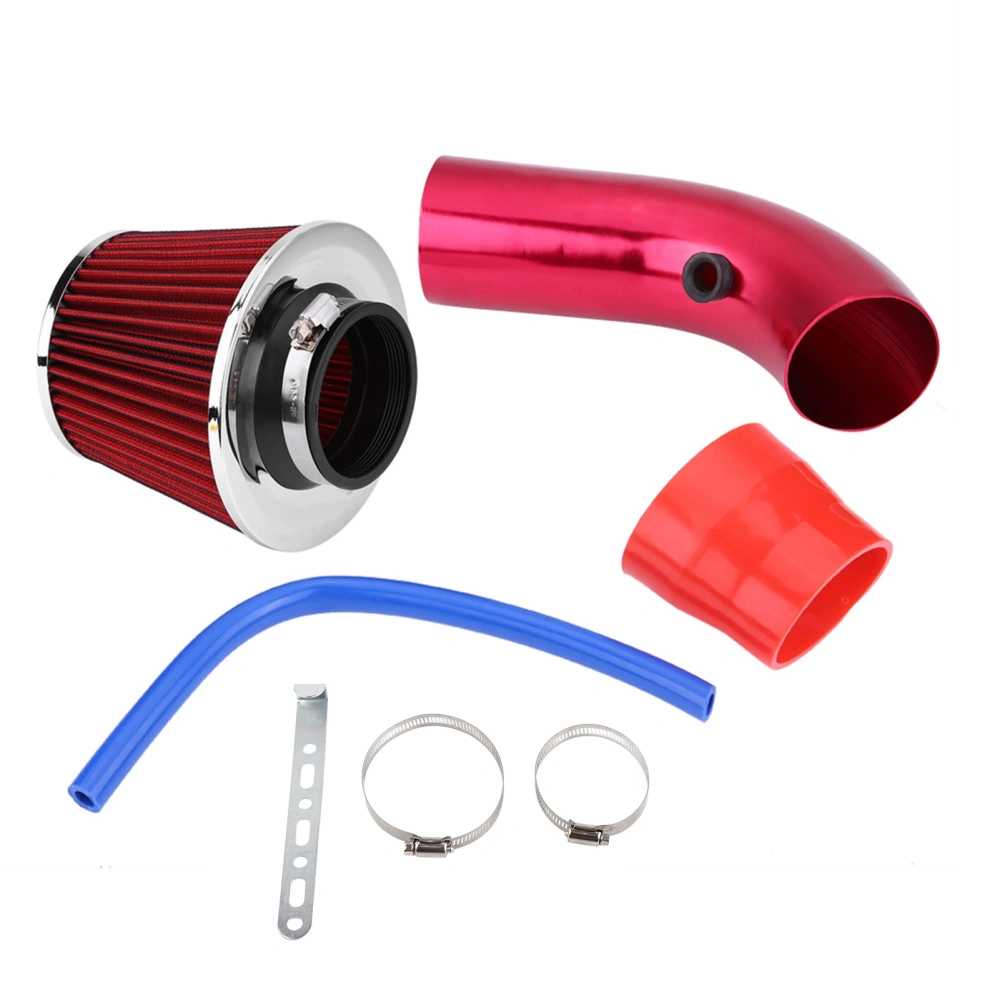 76mm 3 Inch Universal Car Cold Air Intake Filter Aluminum Induction Hose Pipe Kit Red