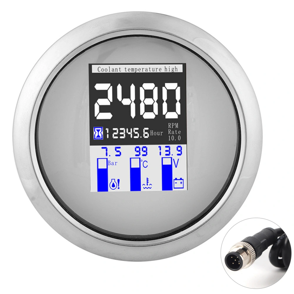 85mm Integrated Gauge Multifunction IP67 316 Stainless Steel Boats Yachts Meter for NMEA2000 ProtocolWhite