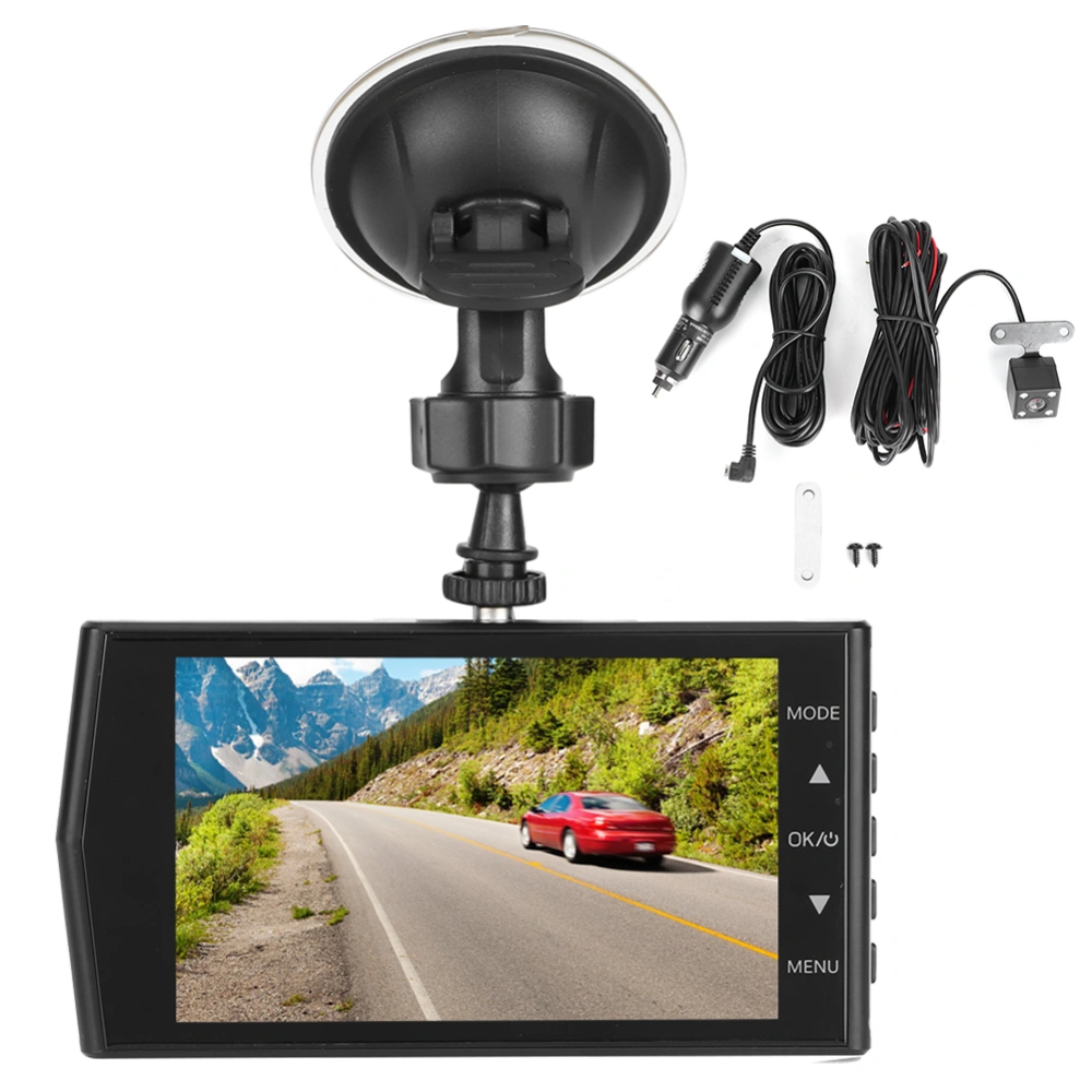 4in Car Driving Recorder Touch Screen Built‑In G‑Sensor MOV Video Format Dash Camera