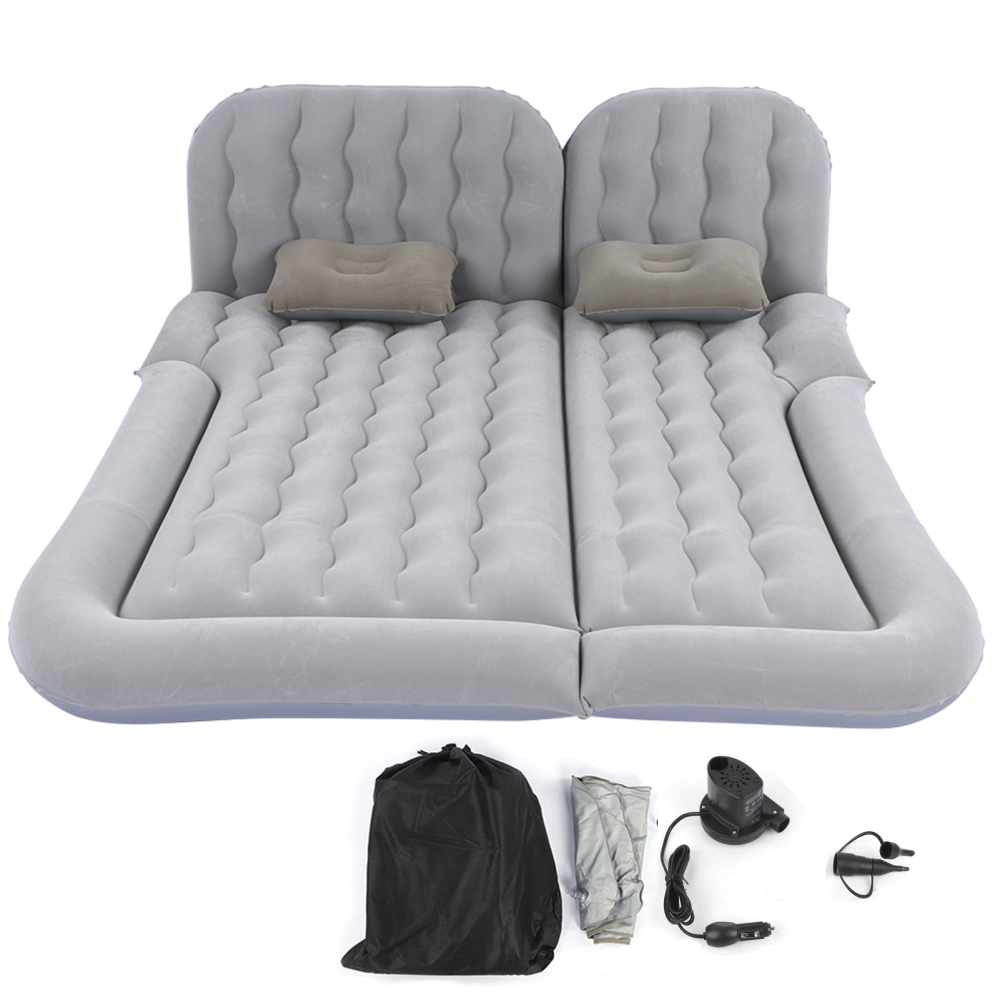 2‑In‑1 Multifunction Inflatable Travel Mattress PVC Flocking Soft Sleeping Rest Cushion for Car SUVGray