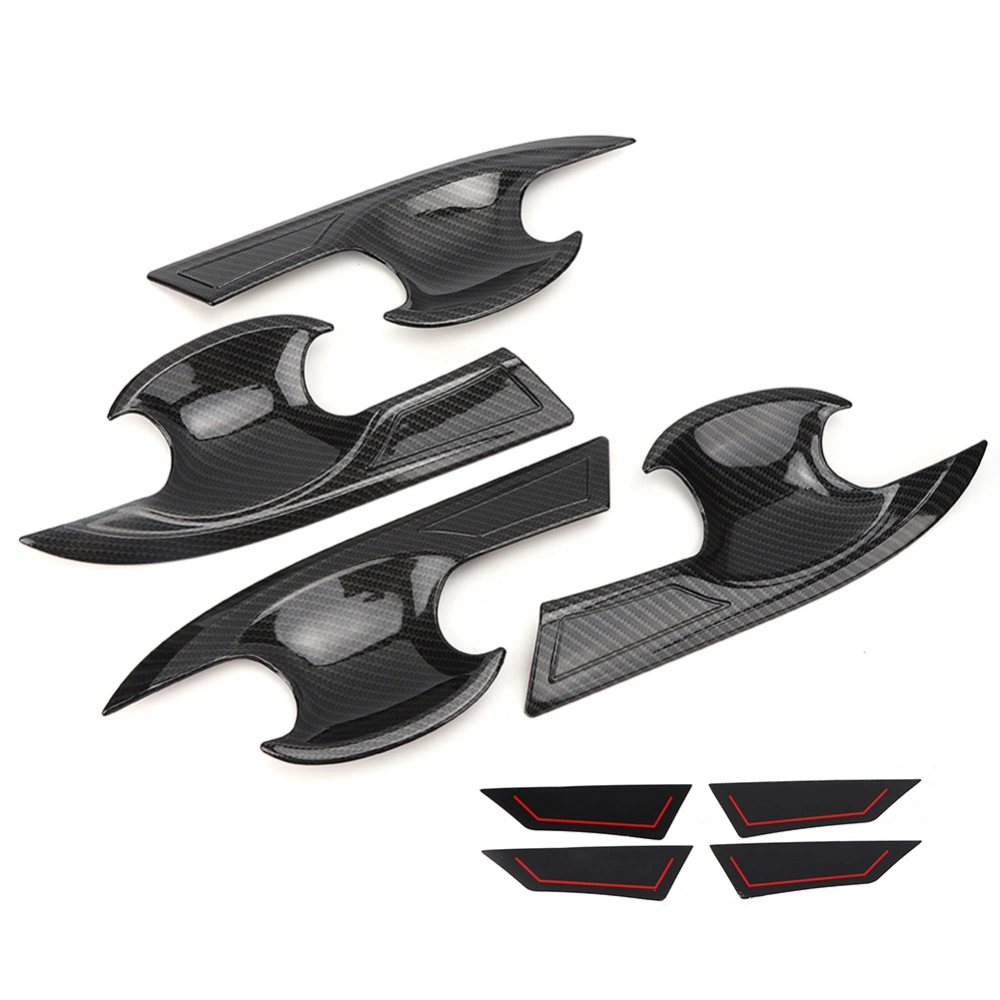 4pcs Exterior Door Handle Bowl Trim Frame Carbon Fiber Style Fit for Honda Civic 10th 16&#8209;19