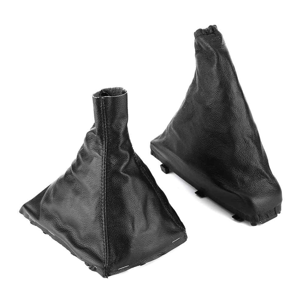 2Pcs Set Gearshift &amp; Handbrake Boot Black Artificial Leather Cover Gaiter Fit for OPEL ASTRA