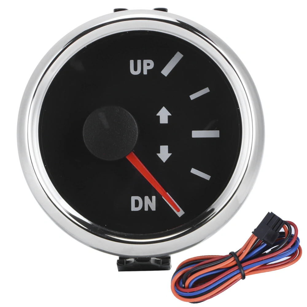 52mm 2in UP DN Boat Trim Gauge 0-190ohm Signal Trim Tilt Indicator Red Backlight(Black Dial Silver Frame )