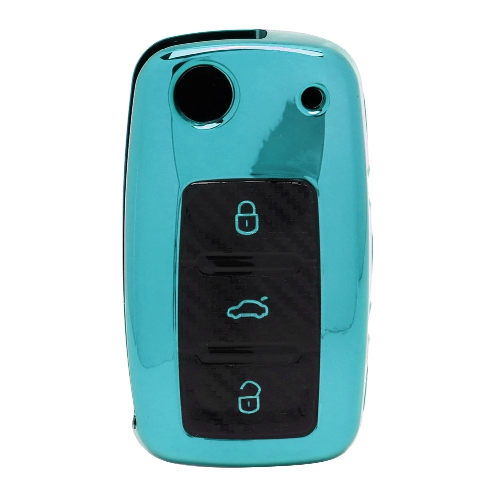 TPU Car Key Case Cover Carbon Fiber Texture Smart Key Protection Fits for R32 2002-2012Green