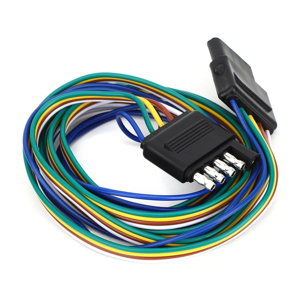 5-Pin Flat Connector Plug 72in Color Coded Wires Wiring Harness Extension US Type for RV Trailer