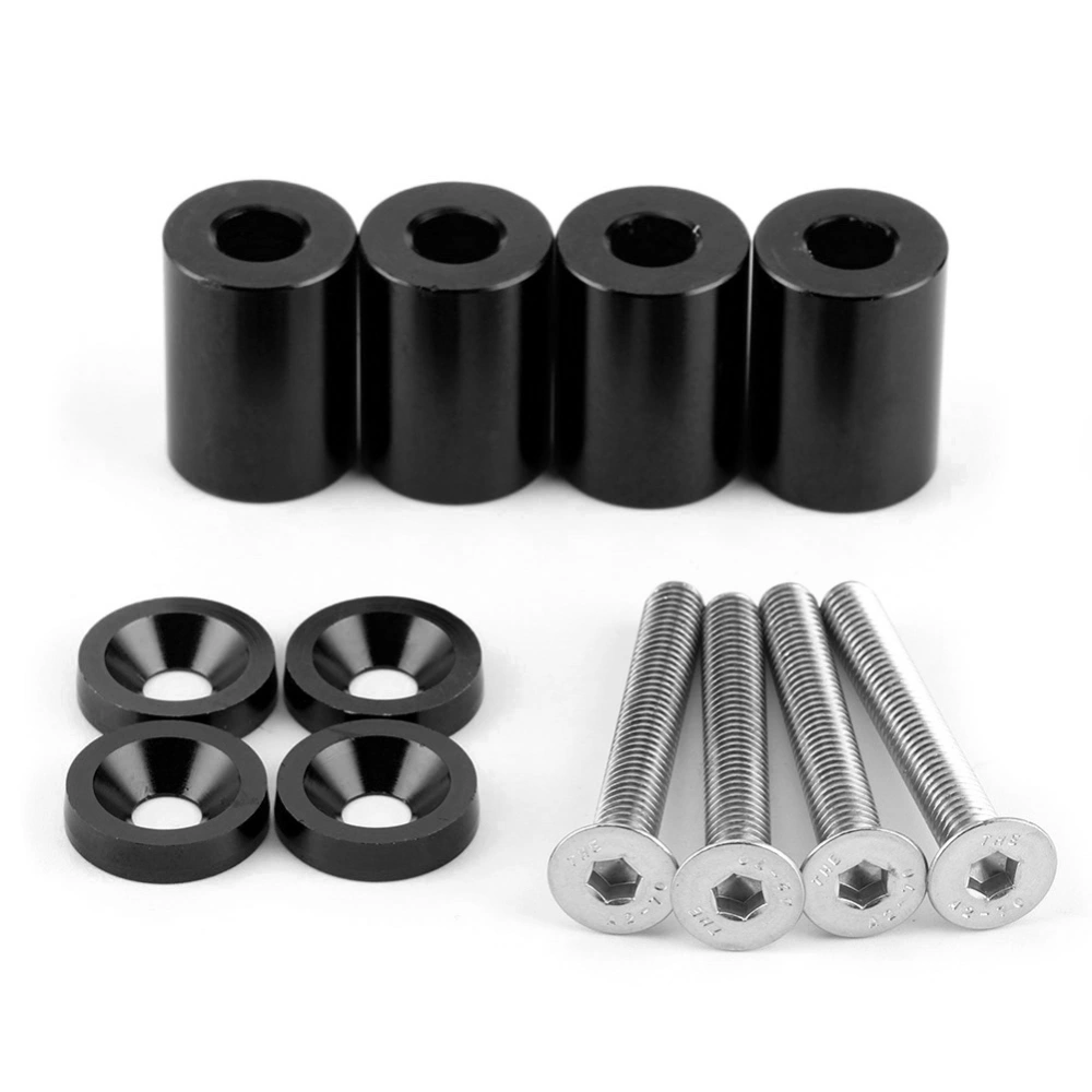 Aluminum Alloy Bonnet Raisers Hood Vent Spacers Screws Kit Modified Parts for Racing CarBlack