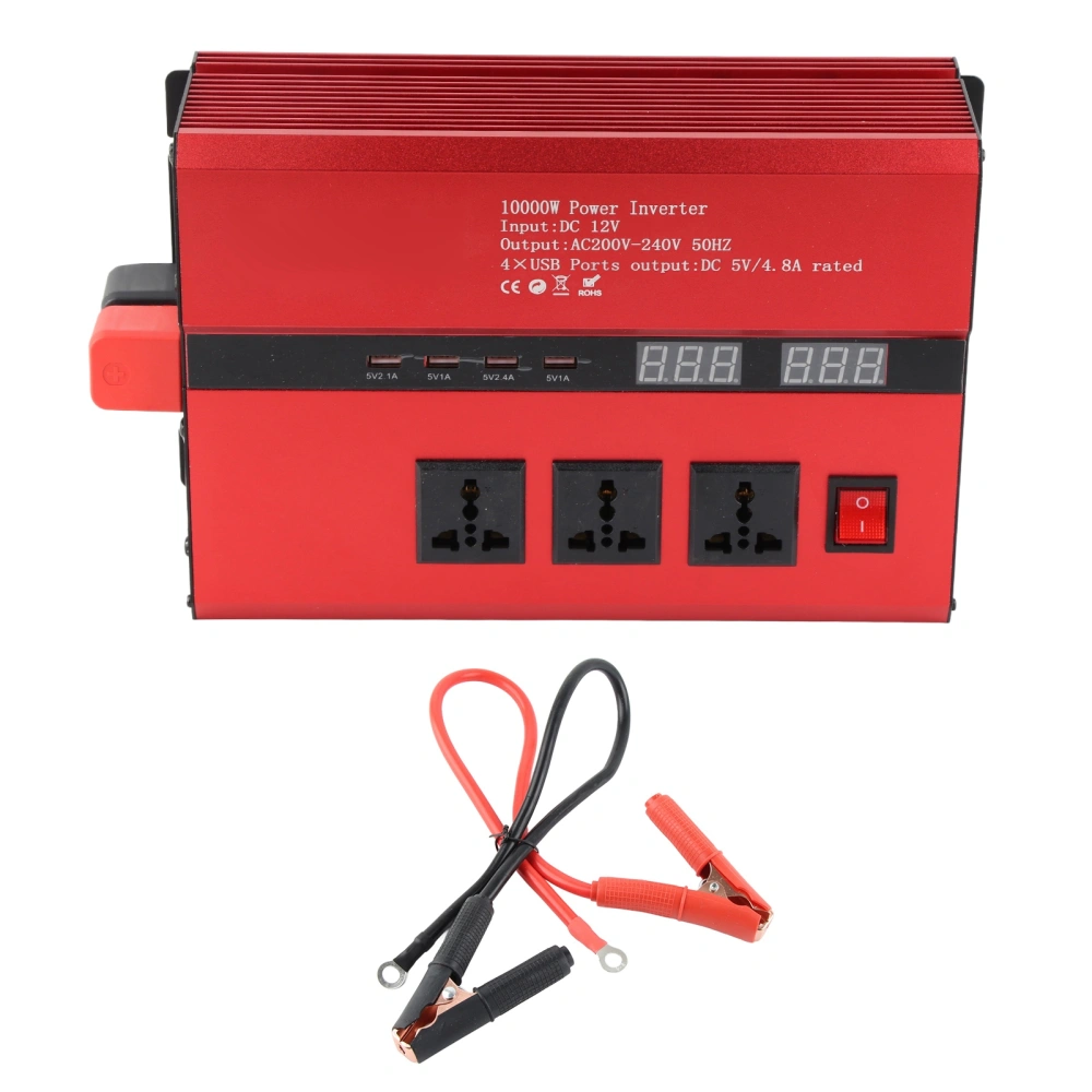 10000W 12V to 220V Power Voltage Inverter Transformer Correction Sine Wave with LED Display for Home Car