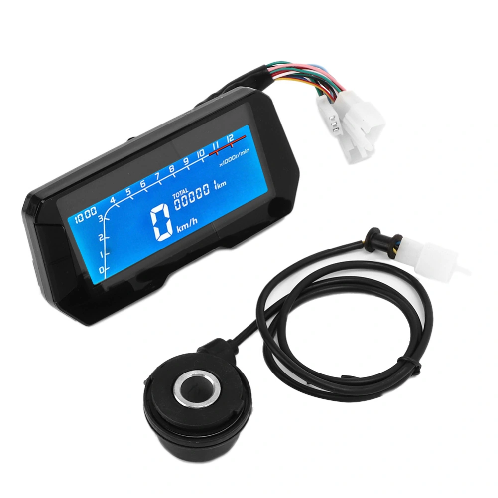 12000RPM Odometer 6 Gear LCD Digital Speedometer Universal for 2/4 Cylinder Motorcycles