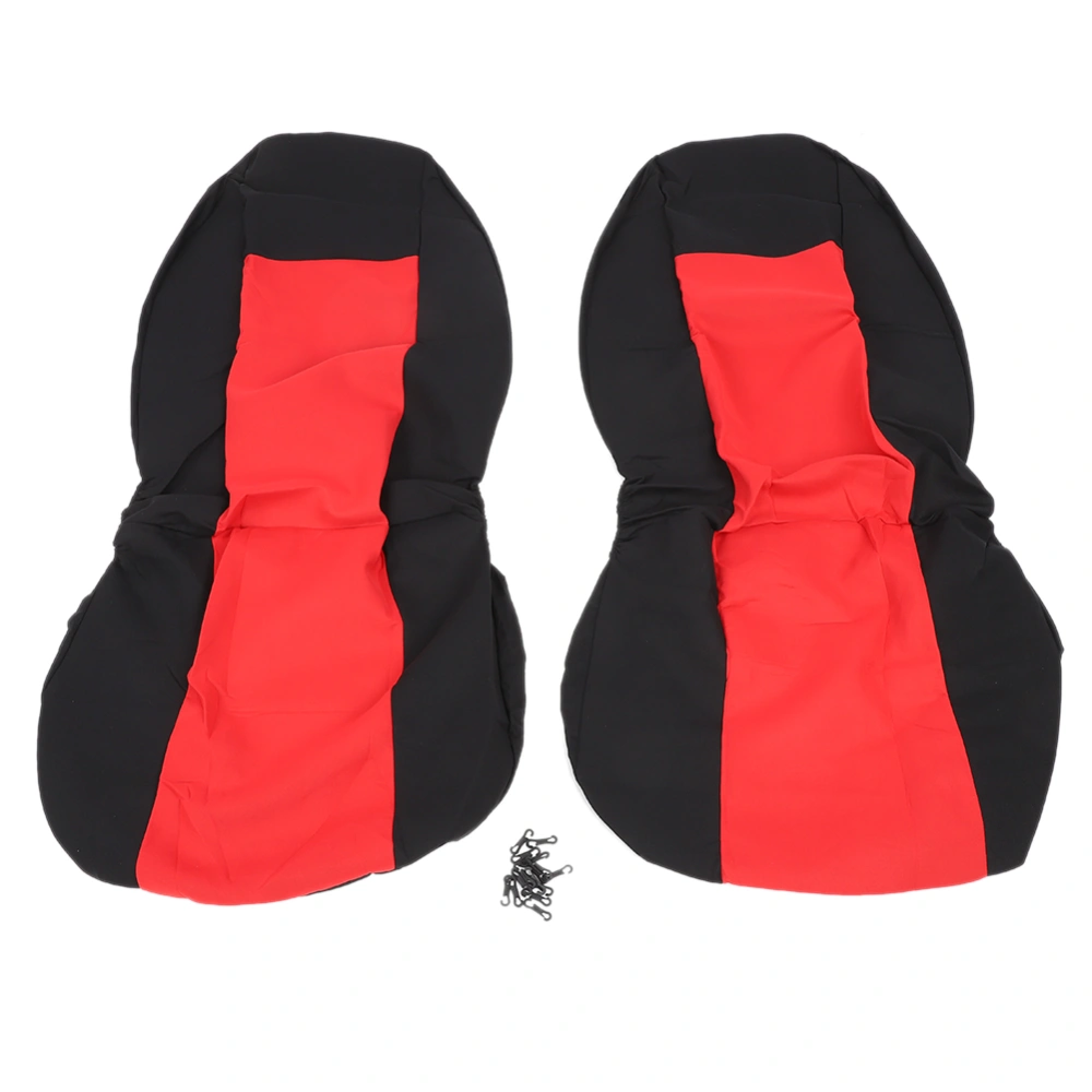 2pcs Car Seat Cover Full Set Highback Integrated Seatbelt(Red Black )