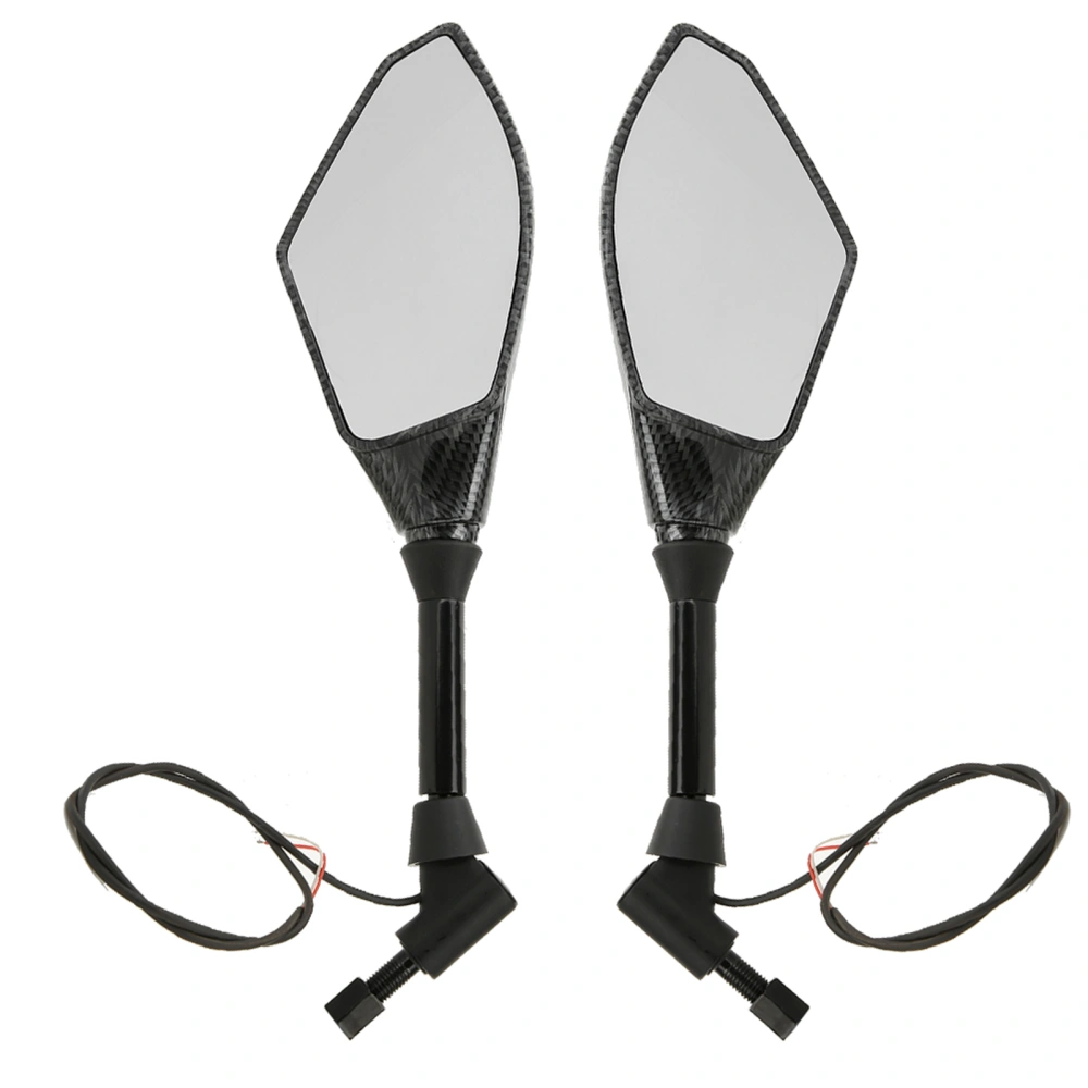 LED Side Rearview Mirrors with Turn Signal Light Direction Indicator for 10mm Handlebar Motorcycle