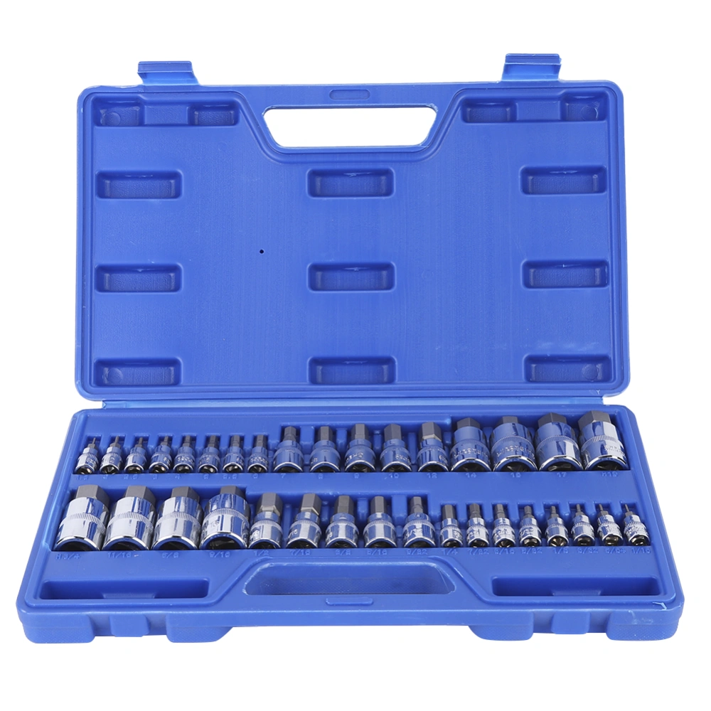 34pcs Impact Inner Hex Bit Socket Set 1/2in 1/4in 3/8in Nut Wrench Driver Adapter Power Tools