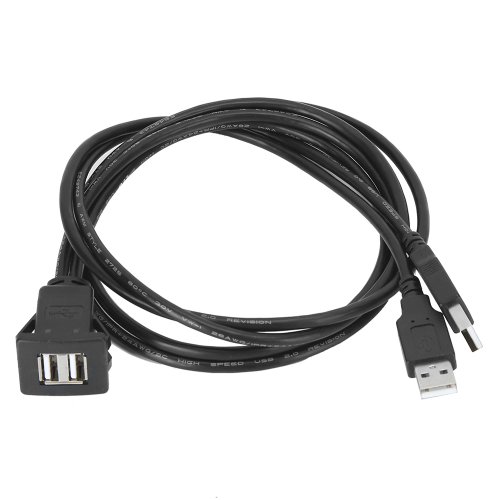 USB 2.0 Extension Cable Dual Interface Waterproof Car Data Transfer Dashboard Adapter Cord2M/6.6ft