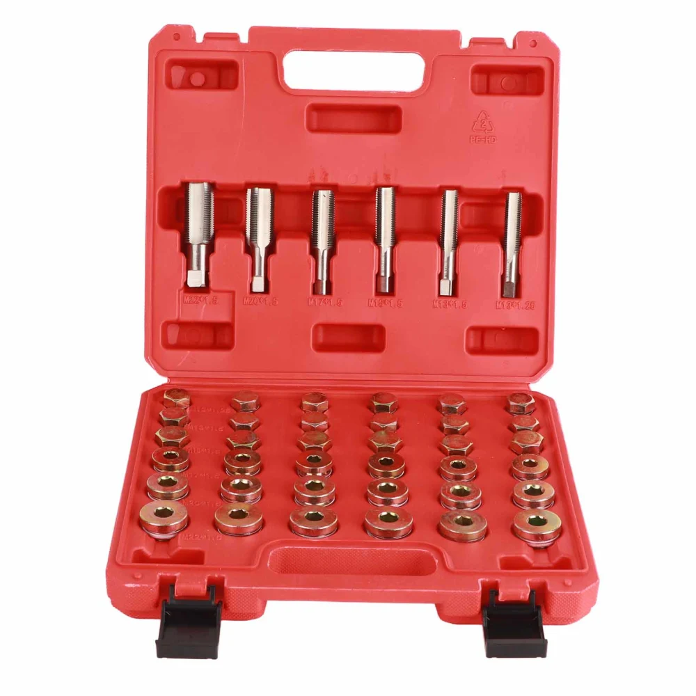 114Pcs Oil Pan Thread Repair Kit Sump Gearbox Drain Plug Tool Set M13 M15 M17 M20 M22