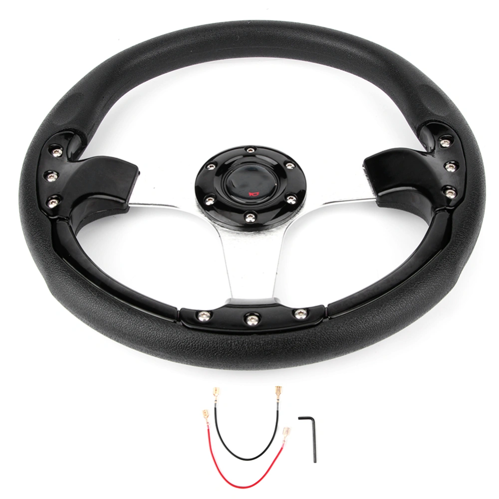 13.4in PU Car Racing Steering Wheel Sports Drifting Wheel Universal Modified Parts Black 34cm/13.4in