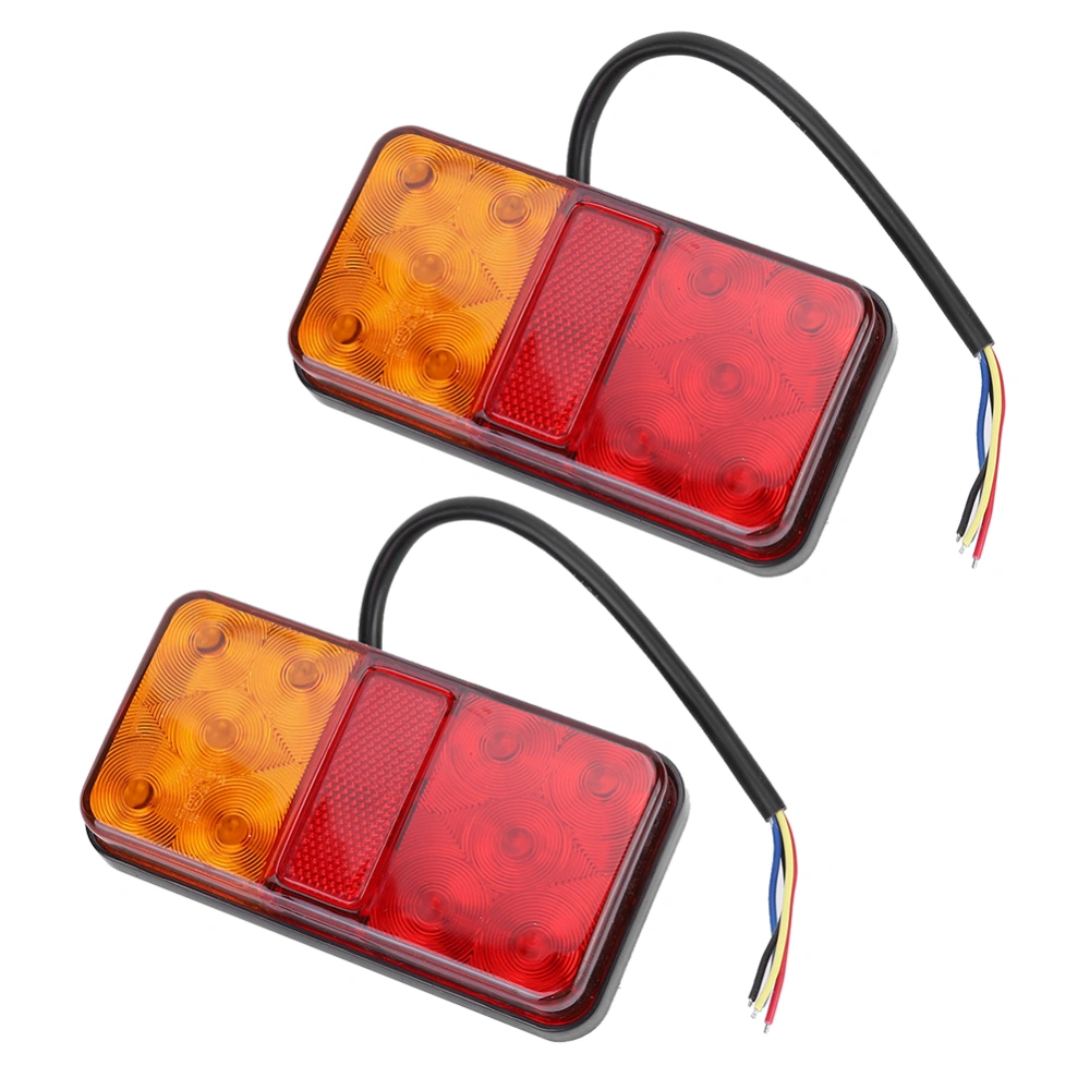 2pcs Universal 10LED Taillight 10-30V Rear Lamp for Taillight TruckRed Yellow