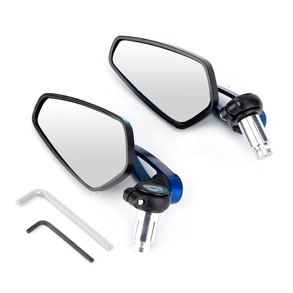 2pcs Motorcycle CNC Handle Aluminum Plane Rear View Side Mirror Reflector AccessoryBlue