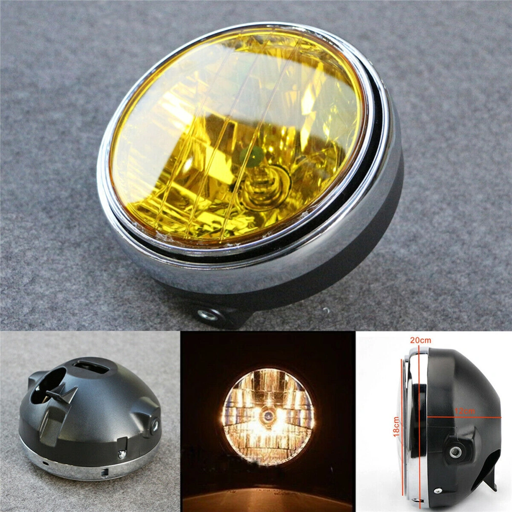 7 Inch 35W Universal Motorcycle Headlight Yellow Crystal Glass Clear Lens Beam Round LED HeadLamp