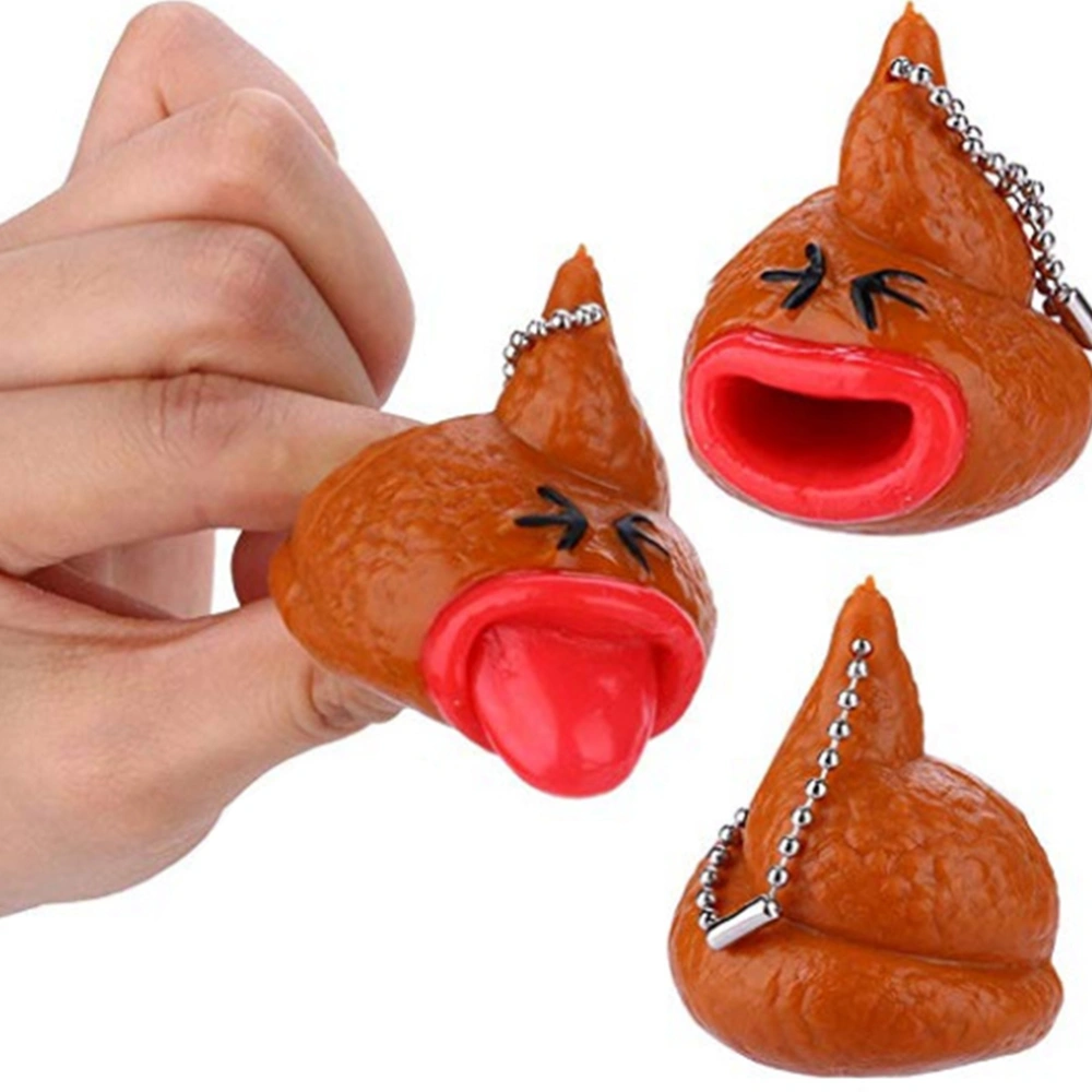 2pcs Novelty Poo Toys Keychain Out Tongues Fun Little Prank Tricky Antistress Toy for Kids