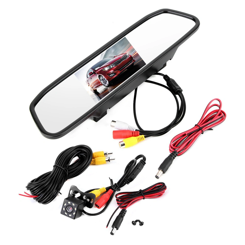 4.3in Car HD Rearview Mirror Monitor 8LED Waterproof Night Vision Reversing Camera