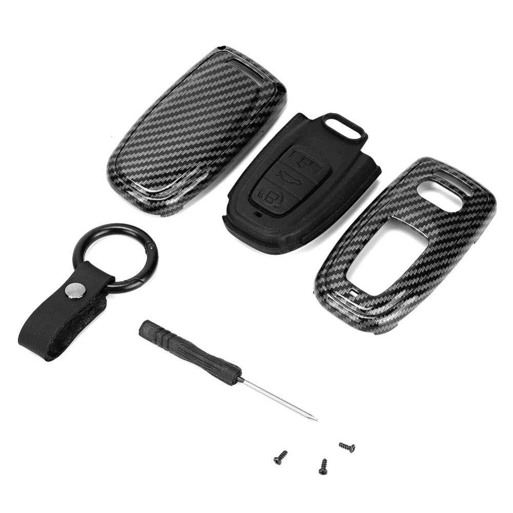 Black Carbon Fiber Style Remote Key Housing Case Cover Fits for A6 Q5 A5 A7