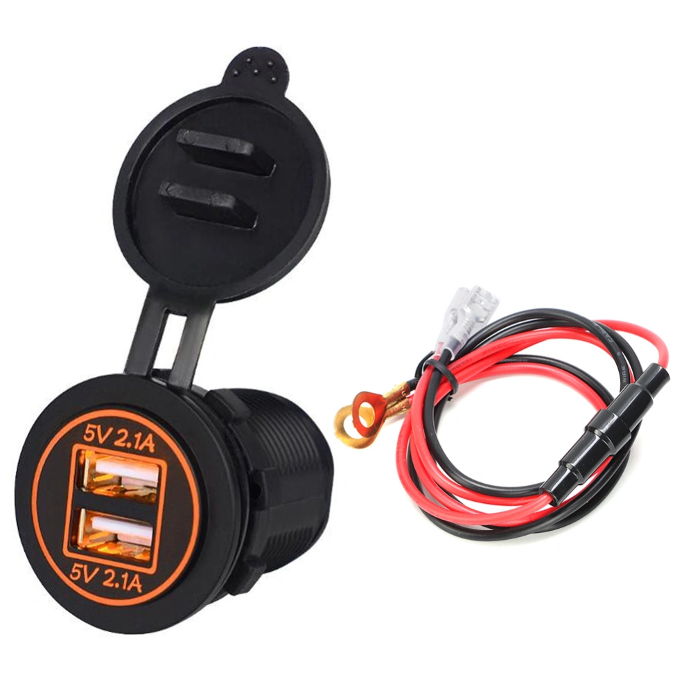 Waterproof Car Motorcycle Boat 4.2A Double Aperture USB Mobile Phone ChargerOrange DC12-24V