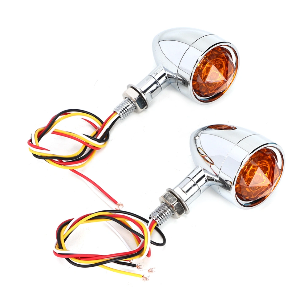 Motorcycle Dual Flashing Light Amber Red Running Turn Signal Brake Lamp Chrome Shell Yellow Lens