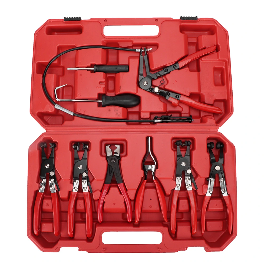 9pcs/Set Car Fuel Oil Water Pipe Install Tool Flexible Lock Hose Clip Clamp Plier Kit Set