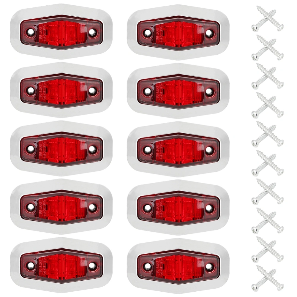 10Pcs Red 2 LED Truck Side Marker Light Lamp Truck Signal Indicator Clearance Lamp Light