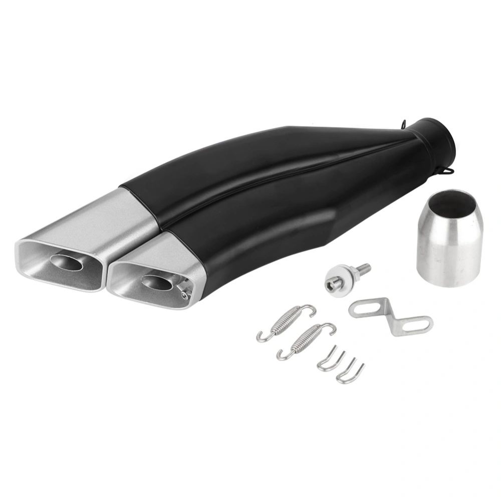 Universal Black 51mm Stainless Steel Motorcycle Double Exhaust Muffler Pipe Modification Parts