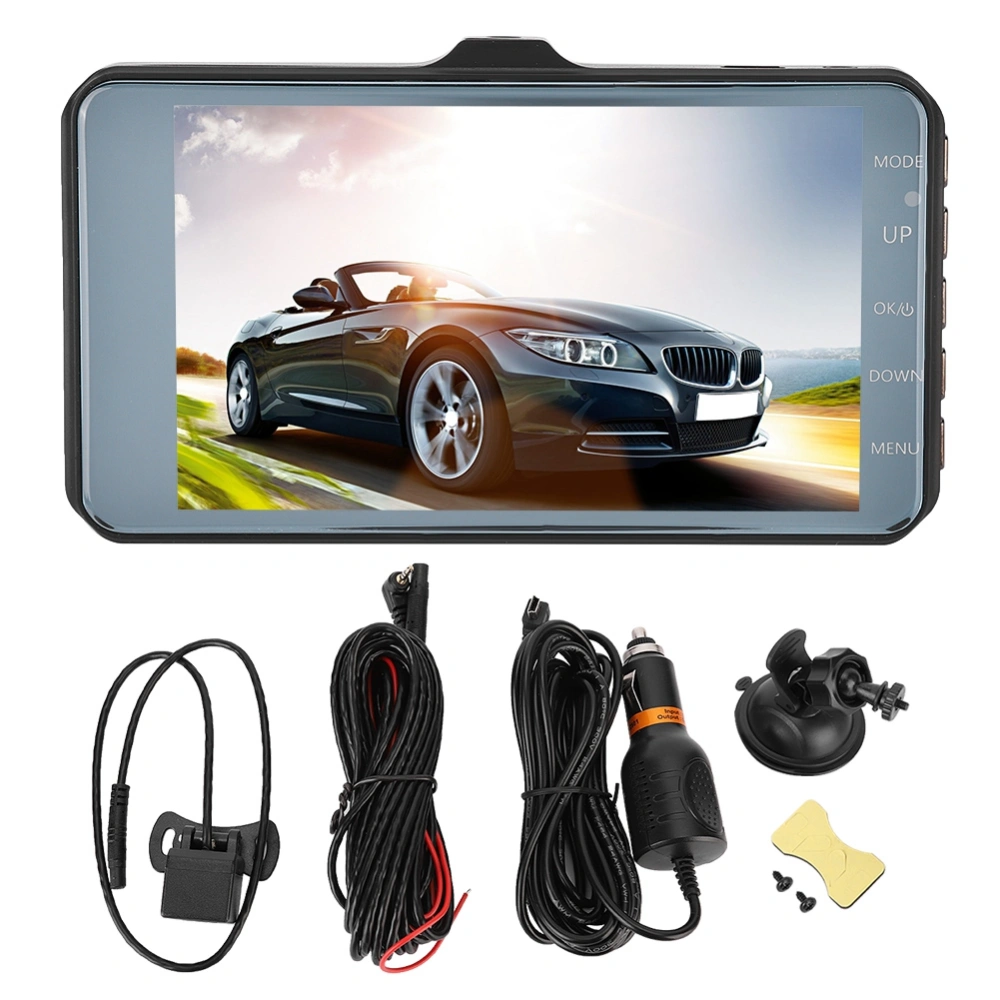 1080P HD 170 Degree Aluminum alloy 3.7 Inch Dual Lens Driving Video Recorder Camera Car DVR