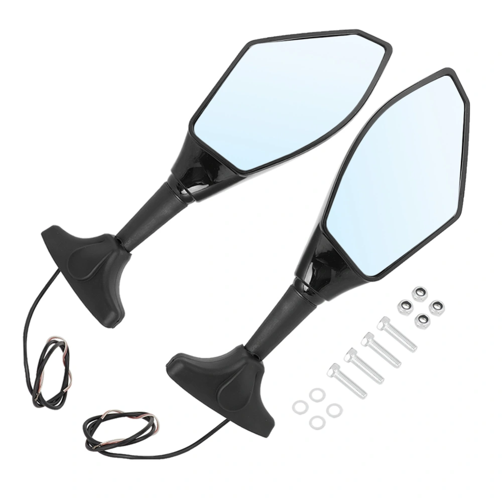 2 pcs LED Rearview Mirror Modified Motorcycle Mirror Lamp Shell with Light (black)