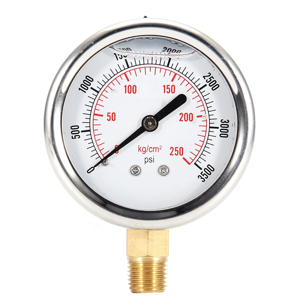 Stainless Steel Hydraulic Liquid Filled Fuel Pressure Gauge 0-3500 PSI