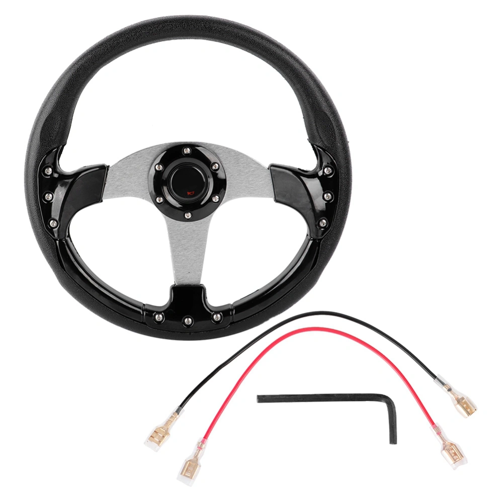 320mm/13in 350mm/14in Universal PU Leather Car Sport Racing Drift Steering Wheel (Black 14in)