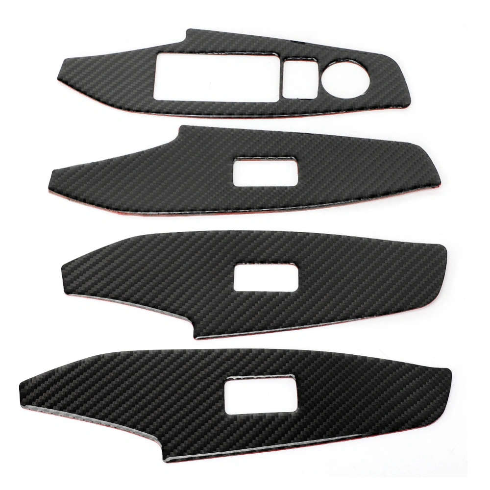 4Pcs Carbon Fiber Window Lift Button Control Panel Cover Trim Frame for Mazda3 Axela 2014-2018