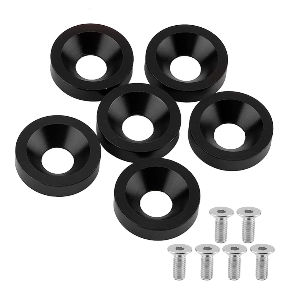 6pcs Car Motorcycle License Plate Frame Fender Bumper Engine Cover Washer/Bolt Kit (Black)