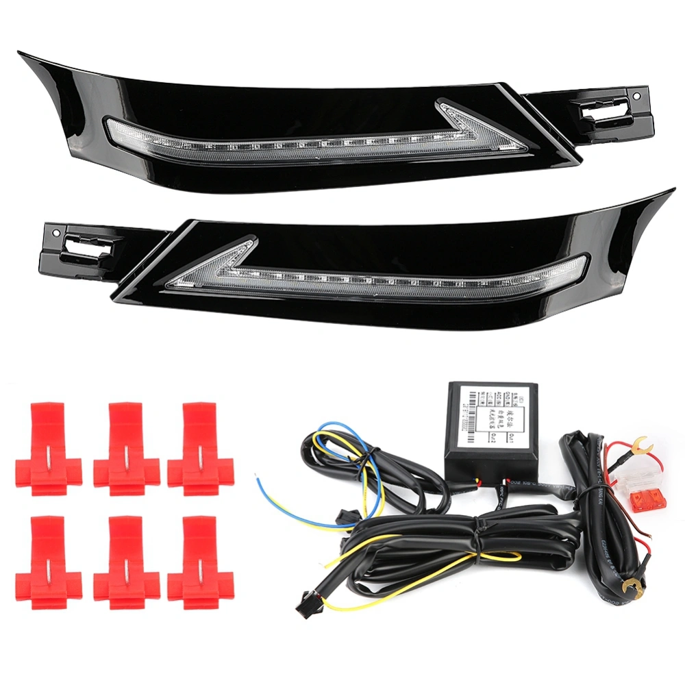 1 Pair Car Daytime Running Light Turn Signal 2-Color LED Fog Lamp for Toyota Vellfire 2016-2018