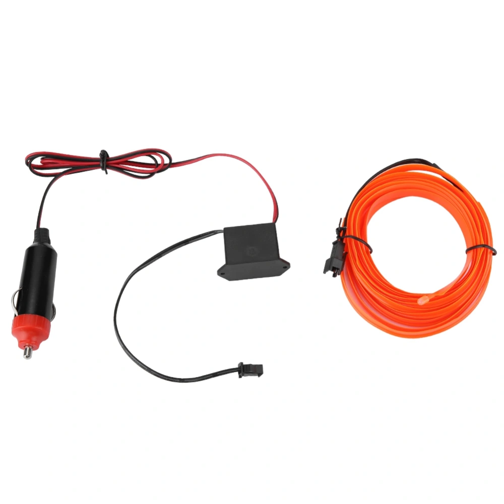 DC 12V Orange Light Glowing Wire Car Vehicle Cold Light Cigarette Lighter Drive(2 meters)